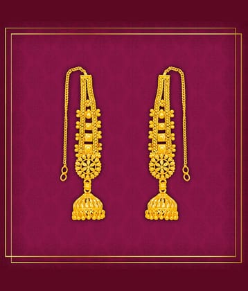 LUV FASHION Golden Ear Chain Earrings ( Pack of 1 )