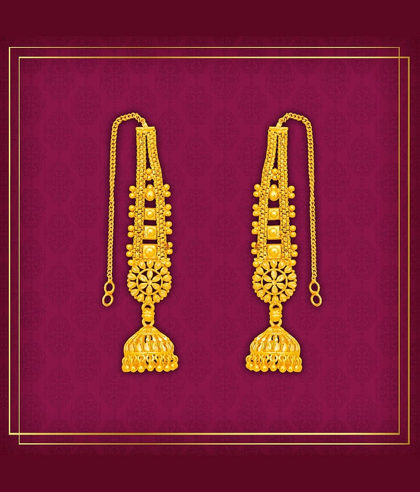 LUV FASHION Golden Ear Chain Earrings ( Pack of 1 )