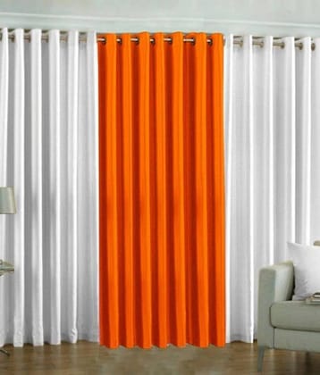 N2C Home Solid Semi-Transparent Eyelet Curtain 5 ft ( Pack of 3 ) - Multicolor