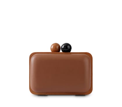 TOUCH WOOD CLUTCH-BLACK/TAN