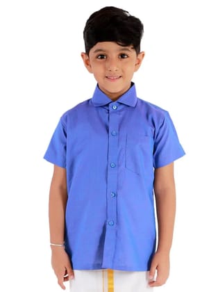 Turquoise Cotton Blend Ethnic Shirt