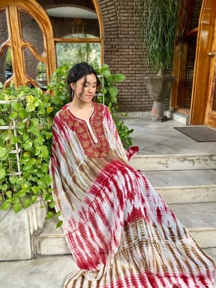 Tie- Dye maroon brown  kaftan