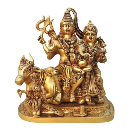 Brass Shiv Parivar God Idol - Spiritual Home Decor, Height : 14 Inch (BSMAS1525 X)