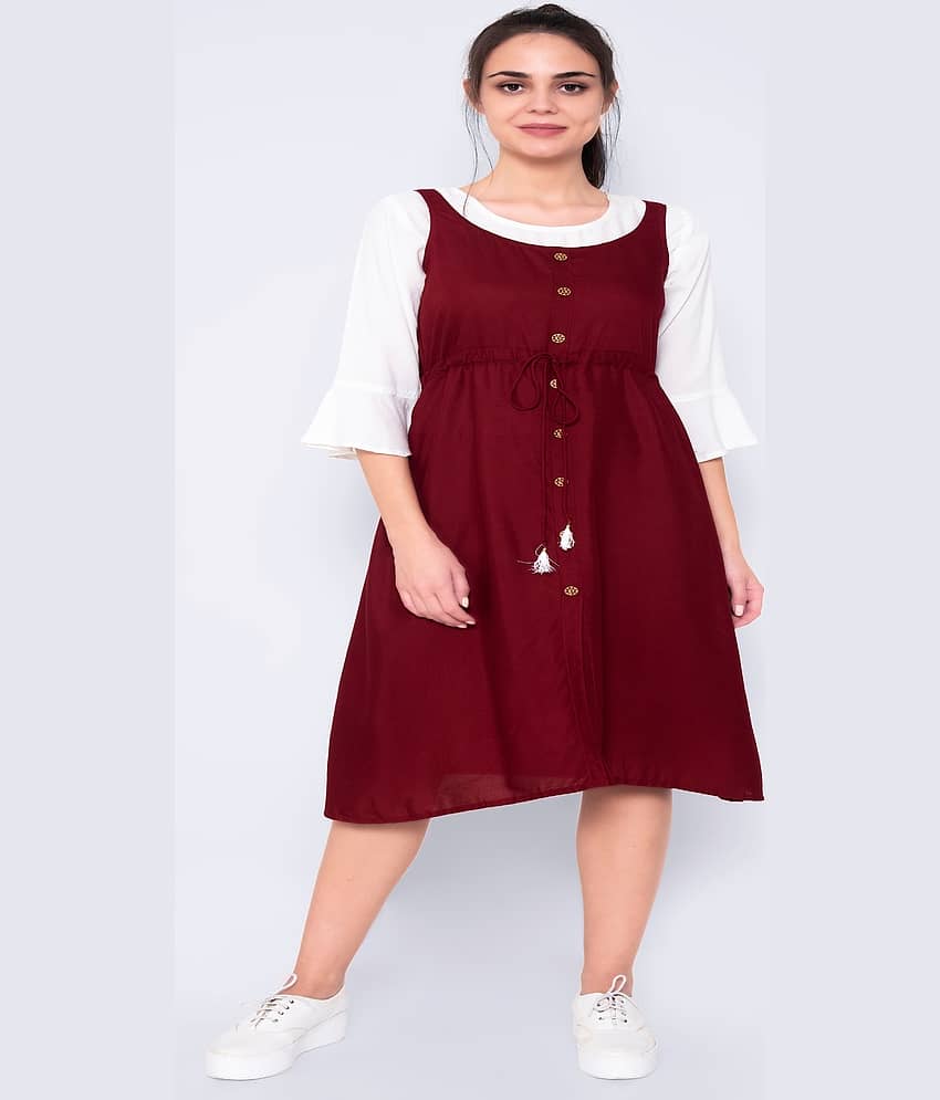 GOD BLESS Rayon Maroon Dungaress/Pinafore