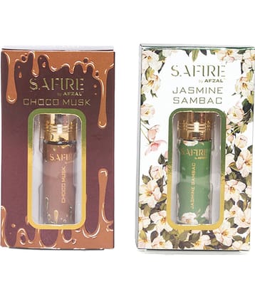 SAFIRE CHOCO MUSK & JASMINE SAMBAC ATTAR (COMBO PACK 6ML*2) ROLL-ON PERFUME OIL FOR MEN AND WOMEN