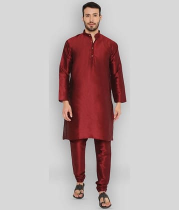Maharaja - Maroon Silk Regular Fit Men's Kurta Pyjama Set ( Pack of 1 )