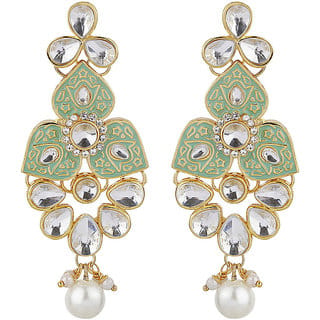 Triple Triangle Traditional Mint Green Copper Material Drop Hook Earrings for Women's