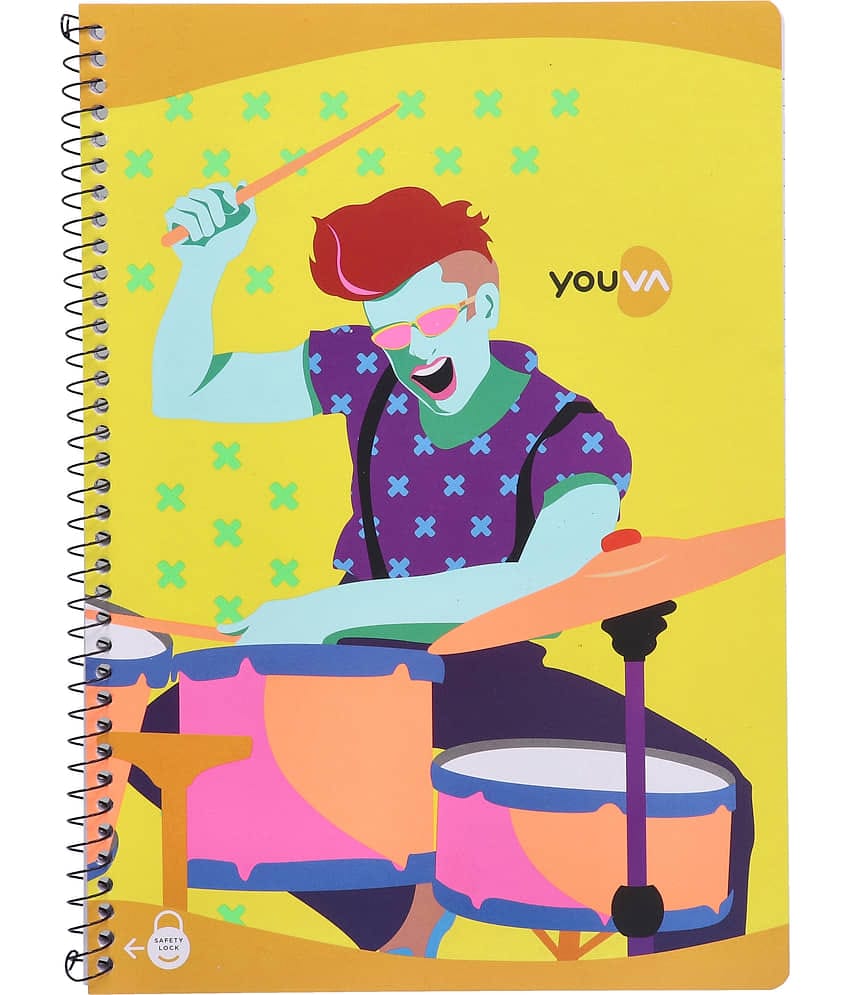 NAVNEET | Spiral Long Book Trendy | A4 Size 21 cm x 29.7 cm | Single Line | 172 Pages | Pack of 2