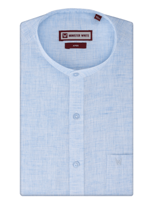 Men's Sky Blue Color Chinese Collar Regular Fit Shirt Apex-36 / Blue