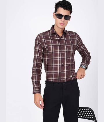 IVOC Cotton Slim Fit Full Sleeves Men's Formal Shirt - Brown ( Pack of 1 )
