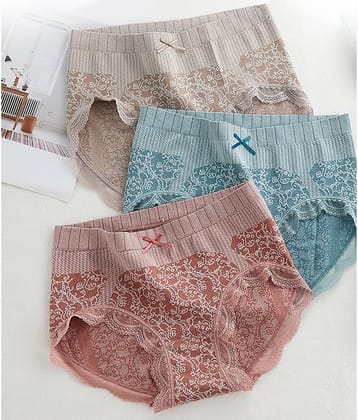 Flenzy Pack of 3 Nylon Hipster For Women ( Multicolor2 )