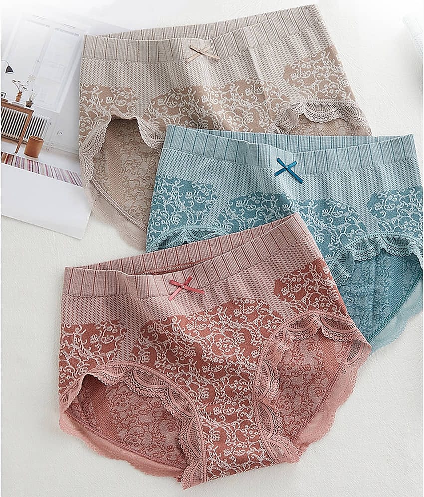 Flenzy Pack of 3 Nylon Hipster For Women ( Multicolor2 )