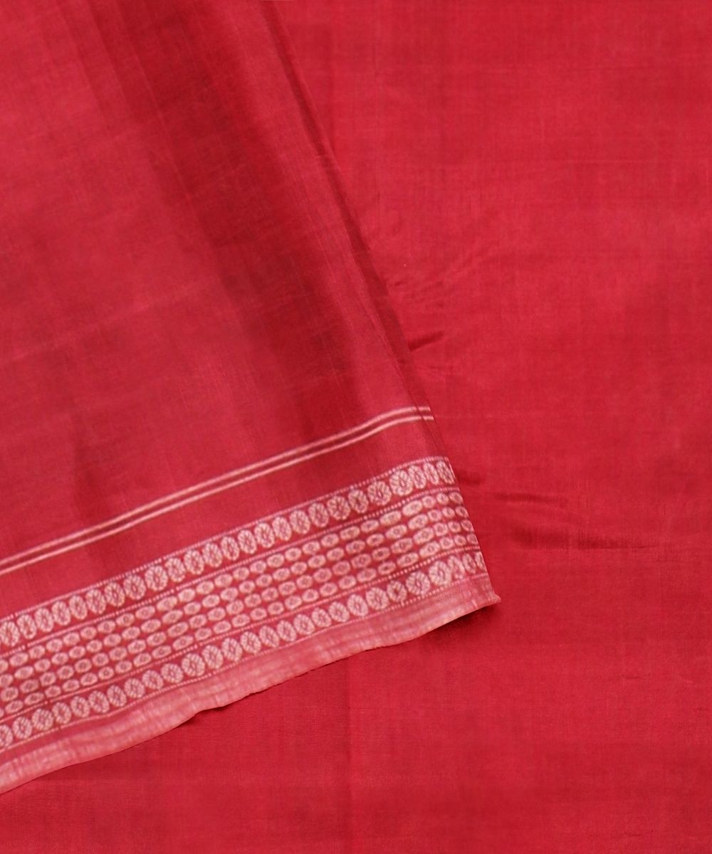 Dark Green Red cotton Handloom Sambalpuri Saree