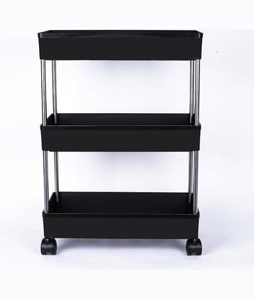 3 Layer Multi Purpose Plastic Trolly With Dish Rack For Fruit & Vegetable Storage Basket For Kitchen/Bedroom/Food/Toy/Snack Storage Basket
