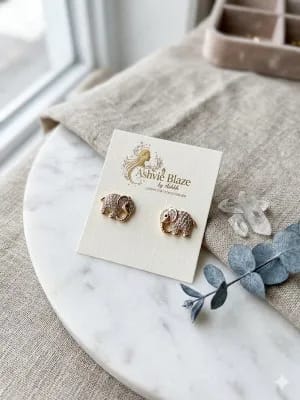 Golden Charm Elephant Studs