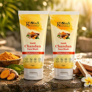 (Set of 2) Globus Naturals Haldi Chandan Face Wash, Tan  Dirt Cleansing, For Glowing Skin, 75g
