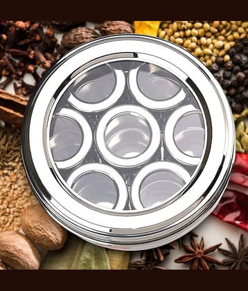 Visaxmi Masala Box Steel Silver Spice Container ( Set of 7 )