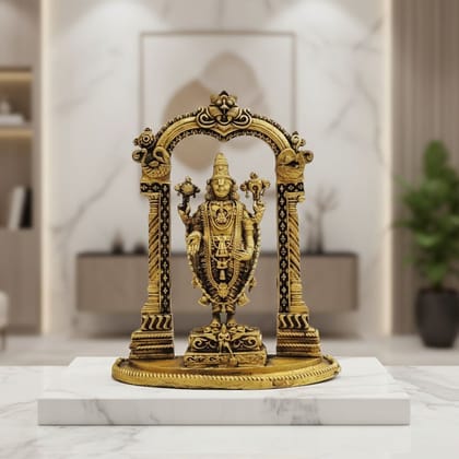 Brass Tirupati Balaji Idol | Lord Venkateswara Religious Statue, Height : 6 Inch (BSMAS1911 C)