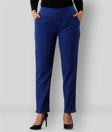 SVARCHI - Navy Blue Cotton Straight Fit Women's Formal Pants  ( Pack of 1 )