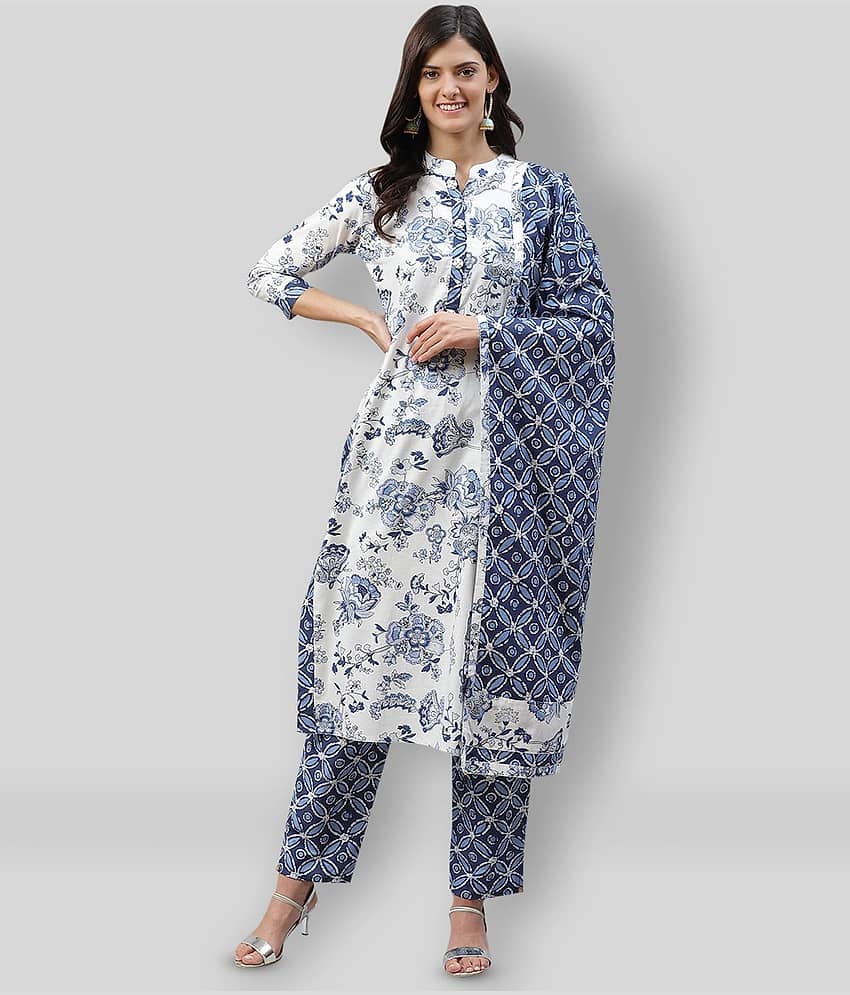 HIGHLIGHT FASHION EXPORT - Blue Straight Cotton Women's Stitched Salwar Suit ( Pack of 1 )