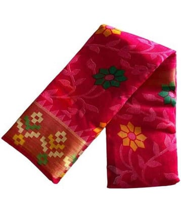 Vkaran Cotton Silk Applique Saree Without Blouse Piece ( Pink )