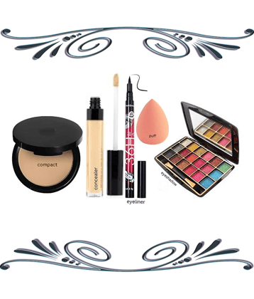 swenky eyeshadow with compact liquid concealer 36h eyeliner & beauty blender puff (Pack of 5)