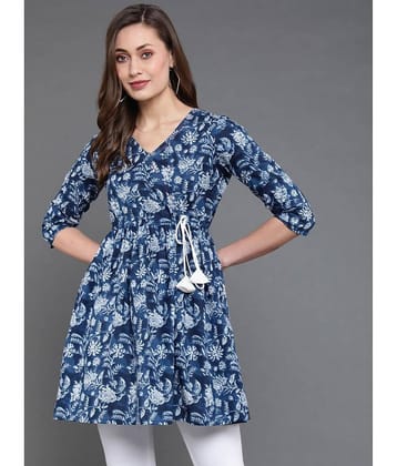 Antaran Women's Cotton A-Line Top ( Blue )