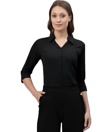 Reoutlook Women Solid Polyester Shirt ( Black )