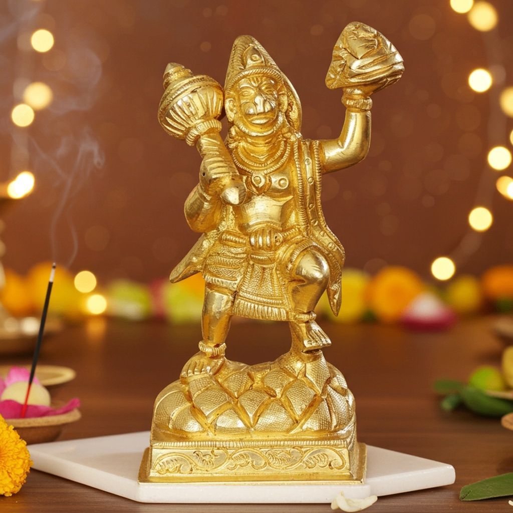 Handcrafted Brass Hanuman Ji God Idol Statue For Home & Temple, Height : 4.5 Inch (BSMAS1026 C)