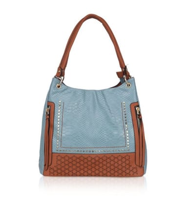 Women's Faux Leather Textured Tote Bag (Grey)