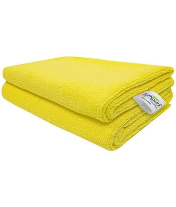 SOFTSPUN Microfiber Cloth - 2 pcs - 40x60 cms - 340 GSM Yellow - Thick Lint & Streak-Free Multipurpose Cloths - Automotive Microfibre Towels for Car Bike Cleaning Polishing Washing & Detailing