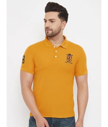 The Million Club Pack of 1 Cotton Blend Regular Fit Embroidered Half Sleeves Men's Polo T Shirt ( Mustard )