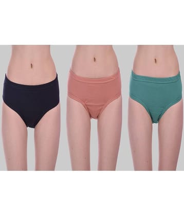 Elina Pack of 3 Cotton Solid Women's Briefs ( Brown )