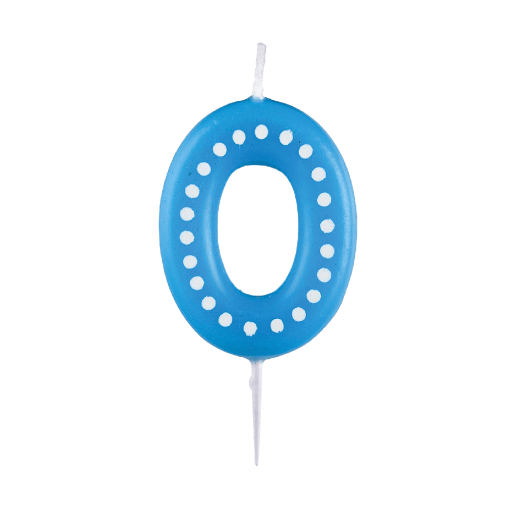 Number 0 Blue Candle w/ Polka Dot - 1PC - Party and Festive Needs | Buy online on ZillyBuy