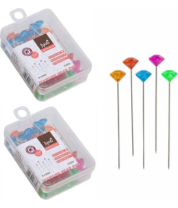Jyoti Diamond Head Pins Colored for Tailoring, Dressmaking, Crafting, Sewing, College Projects, Ornament, Patch Work, Florist, Decorating, Hijab, Scarf for Women # 22886 (50 Pins in a Box) - Pack of 2