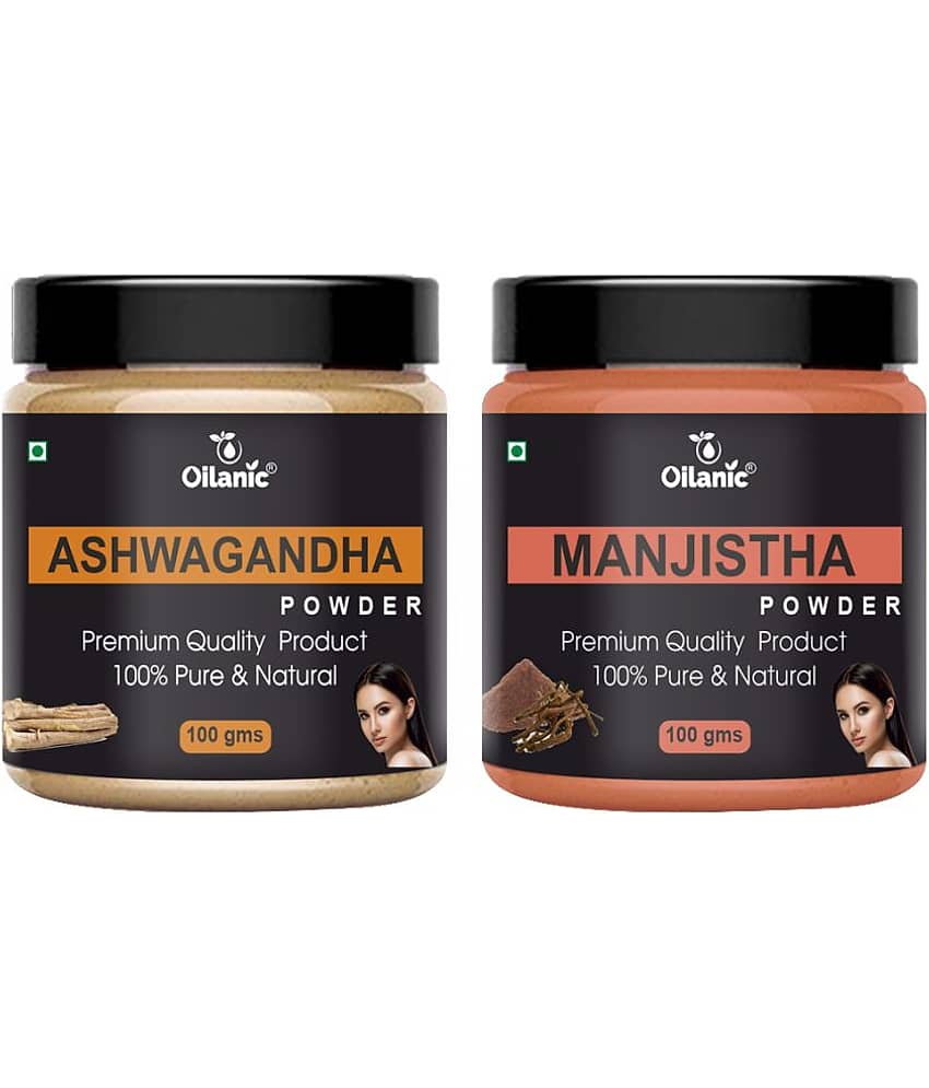 Oilanic 100% Pure Ashwagandha Powder & Manjistha Powder For Skin Hair Mask 200 g Pack of 2