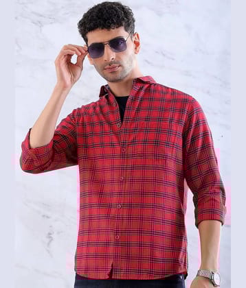 HARDSODA Poly Cotton Slim Fit Checks Full Sleeves Mens Casual Shirt - Red ( Pack of 1 ) - None
