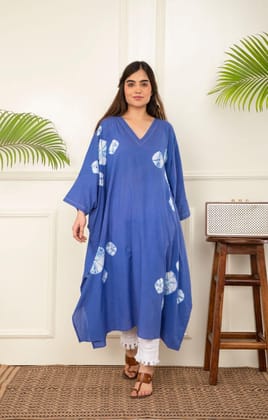 Blue Bandhani Kaftan Set-S