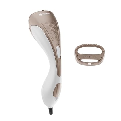 Havells Elegance Hand Held Garment Steamer 1200 Watt - Ergonomic Design,150ml Tank Capacity, Powerful Steam Setting & 2 Year Warranty (Gold and White)