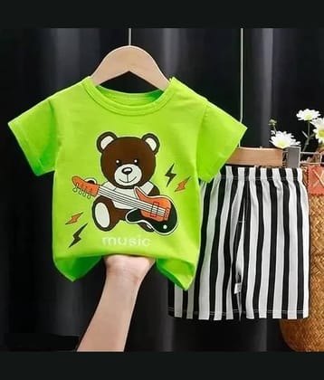 VELION Pack of 1 Baby Boys Cotton Blend T-Shirt & Pants Set ( Green )