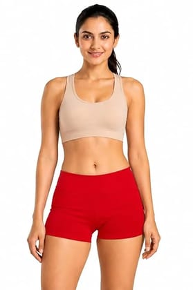 Women's Cotton Stretch Boy Shorts, Red, Mid Waist, High Coverage, Everyday Comfort Innerwear