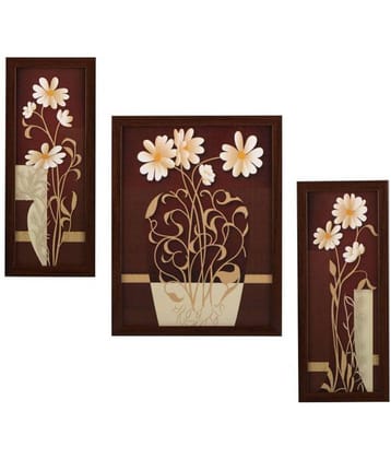 Indianara Floral Synthetic Painting With Frame