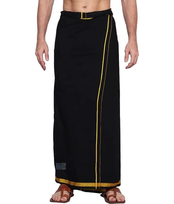 GOWRI TEX Cotton Blend Men's Dhoti Black ( Pack of 1 )