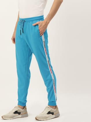 Mens Cotton Rich Lycra With Printed Tape Track Pants-30