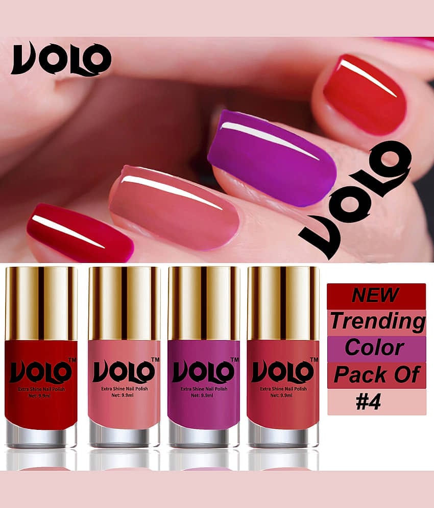 VOLO Grand Shine lasting High Definition Nail Polish Multi Glossy Pack of 4 39 mL