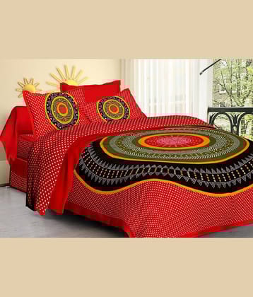 ABHACLOTHO Cotton 1 Double Bedsheet with 2 Pillow Covers ( Multicolor )