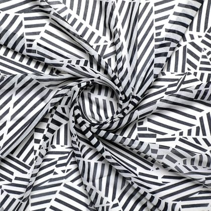 Attractive Black Strips With Bone Colour Digital Printed Fabric - Weightless