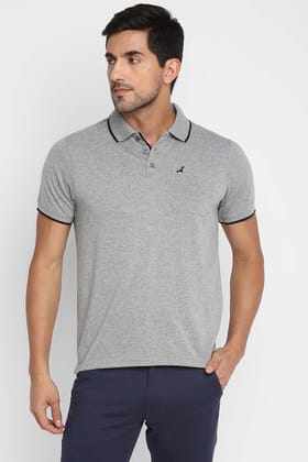 Polo Collar Half Sleeves T-Shirt for Men - Grey Melange-M / Grey Melange