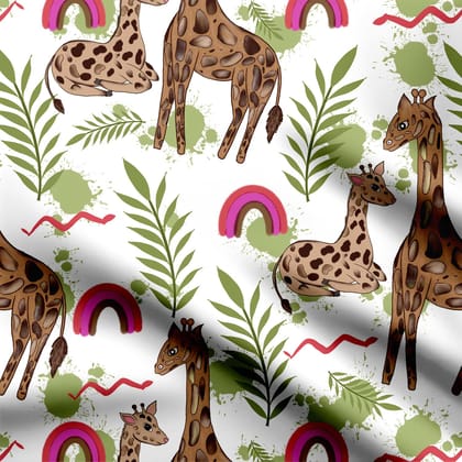 Cute little Giraffe with mother-Cotton