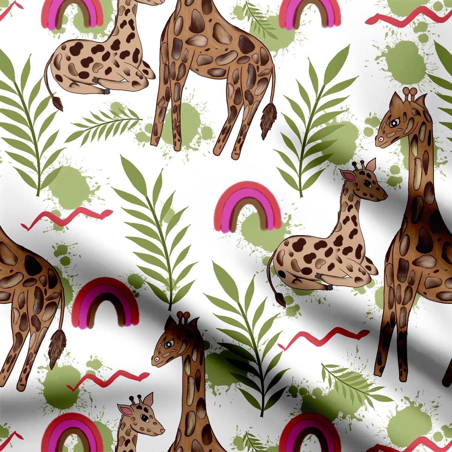 Cute little Giraffe with mother-Cotton
